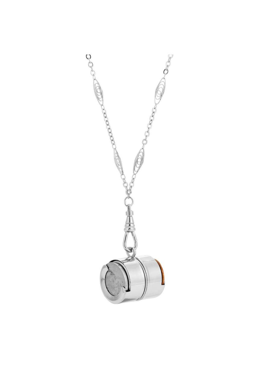 NICKLE SILVER TONE DROP COIN HOLDER 28 INCH NECKLACE