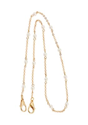 Gold Tone Chain and Pearl Mask Holder