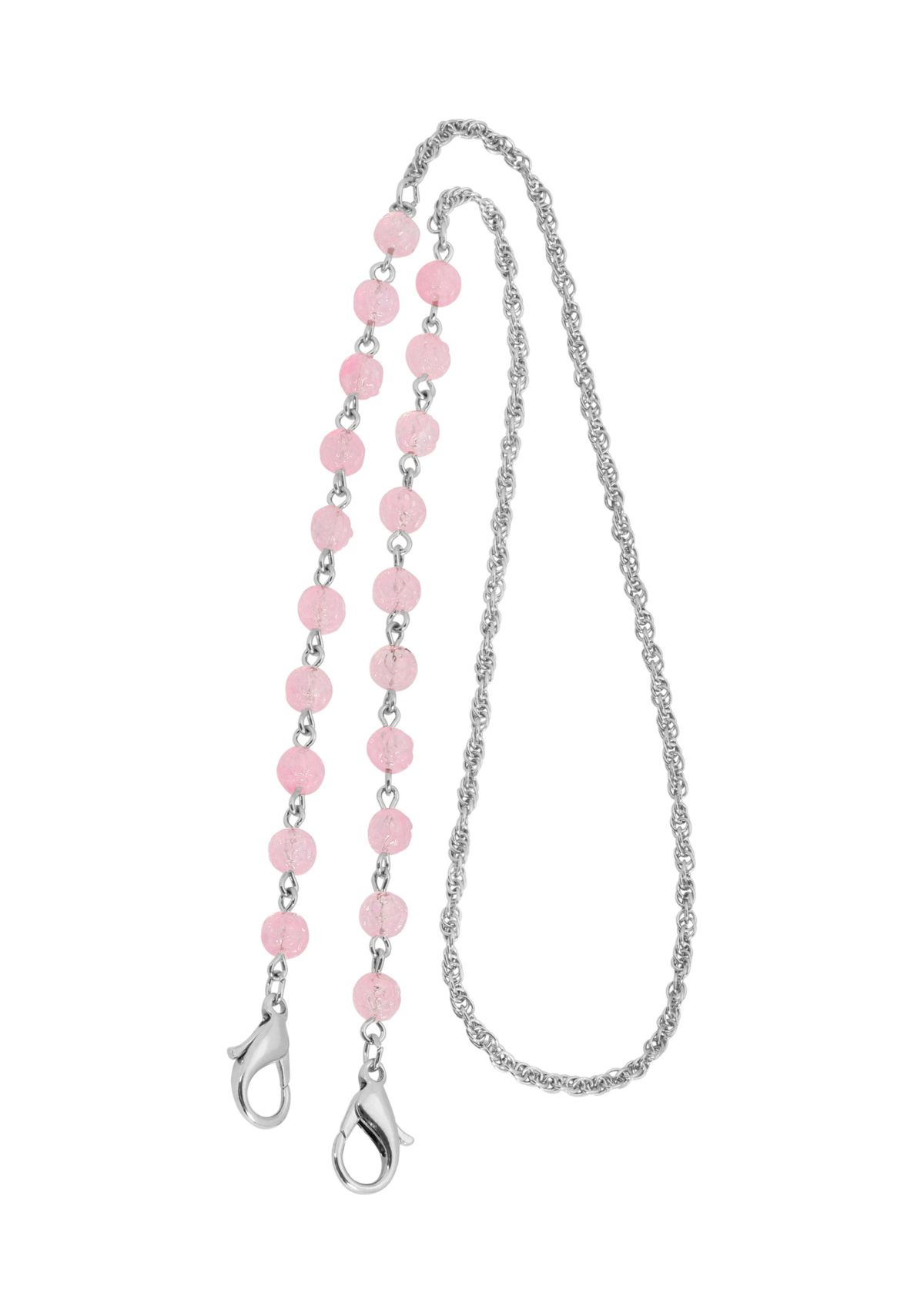 Silver Tone Pink Bead Mask Holder