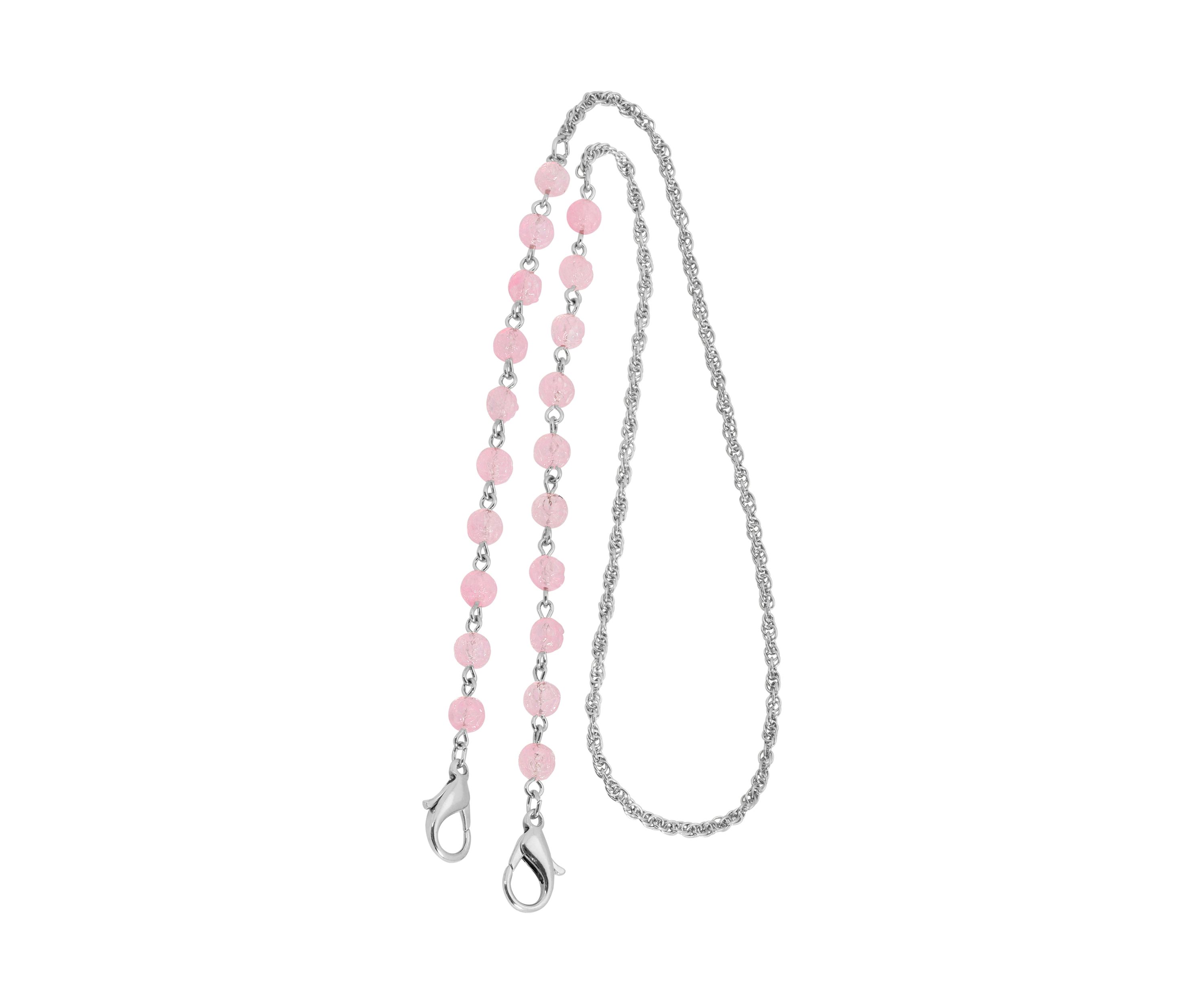 Silver Tone Pink Bead Mask Holder