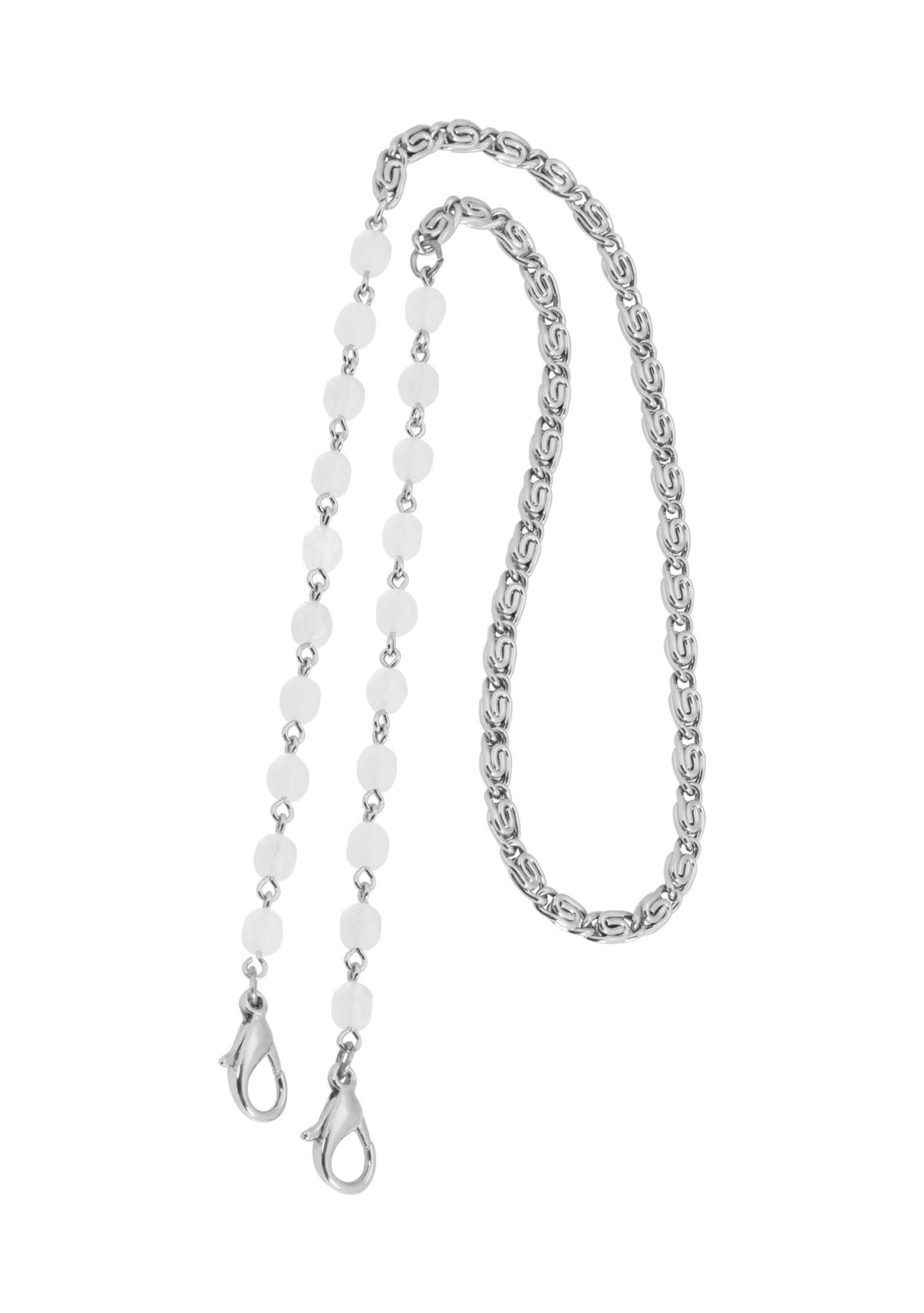 Silver Tone White Bead Mask Holder