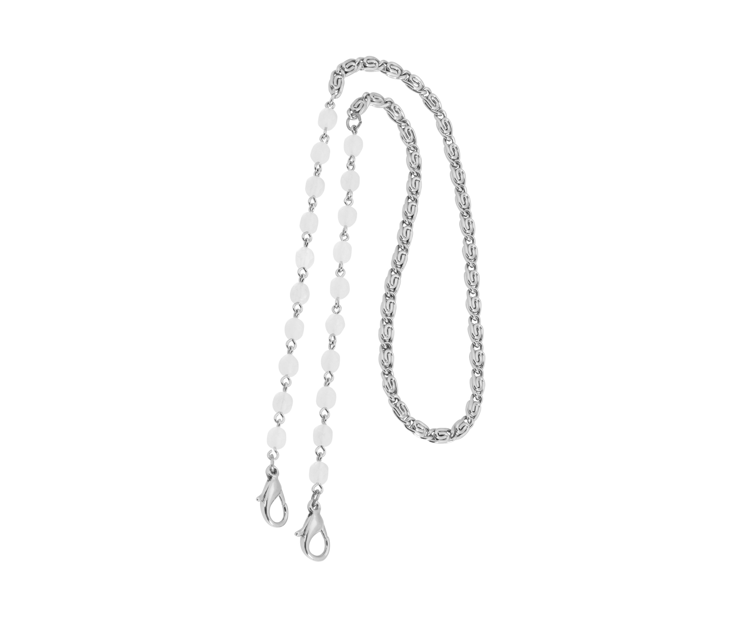 Silver Tone White Bead Mask Holder