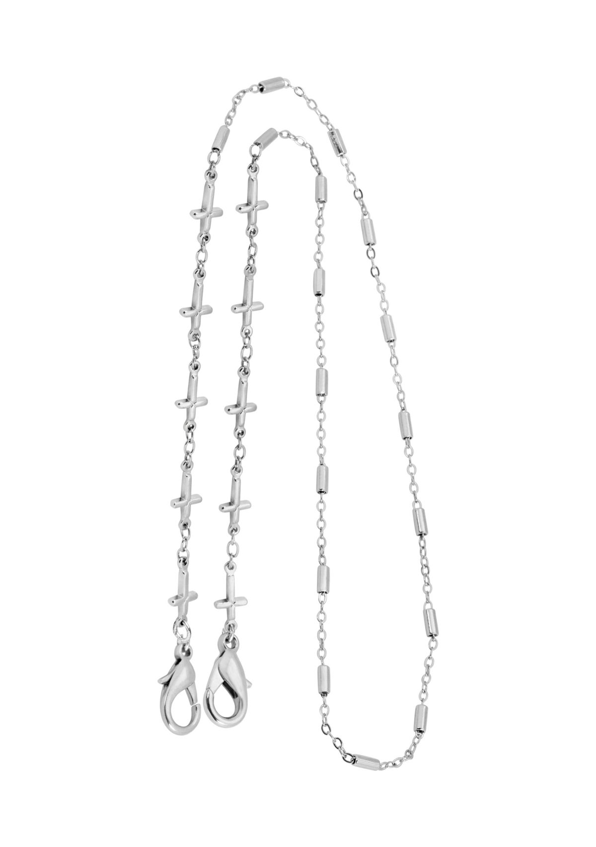 Silver Tone Cross Chain Mask Holder