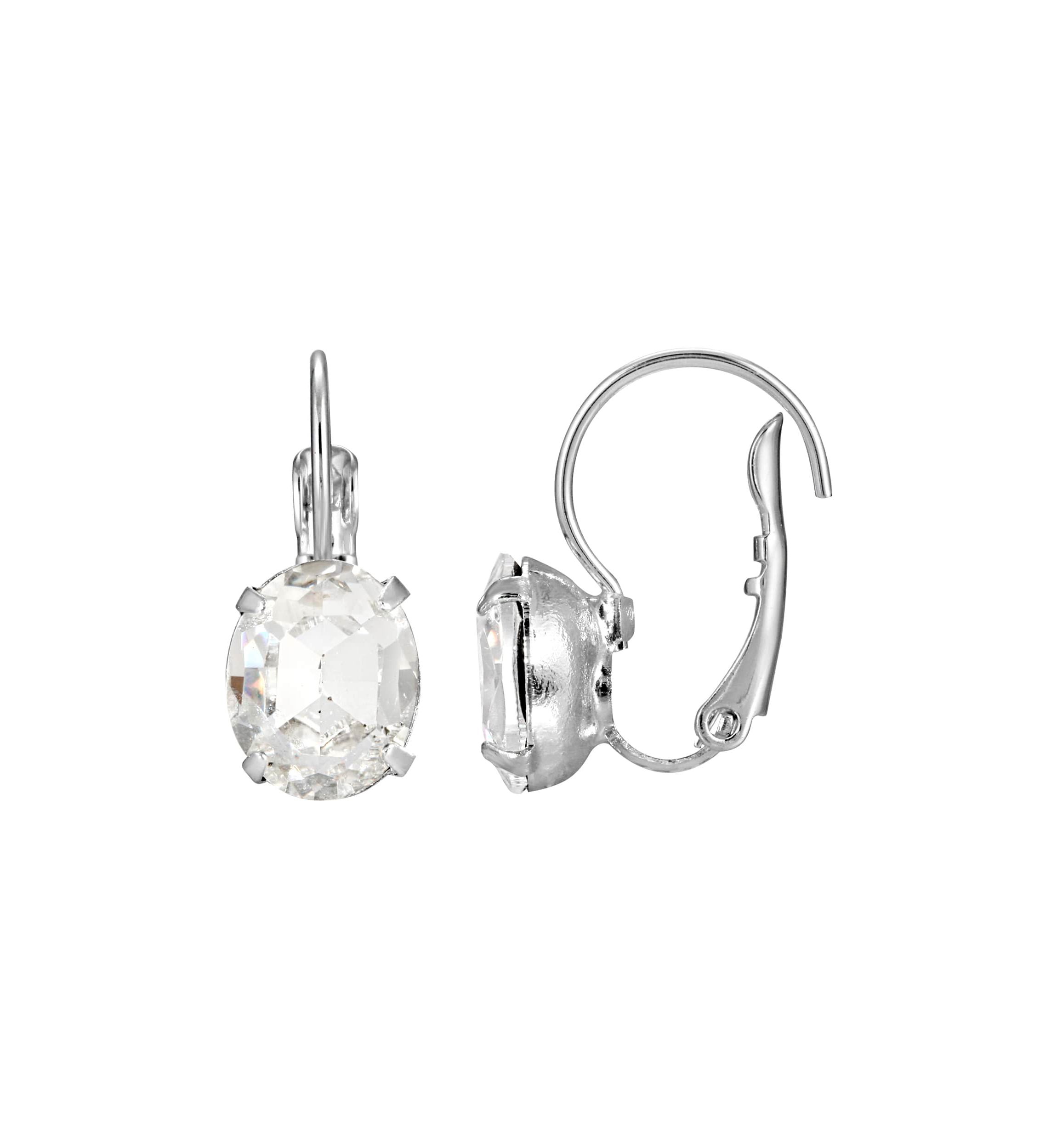 Silver-Tone Crystal Drop Earrings