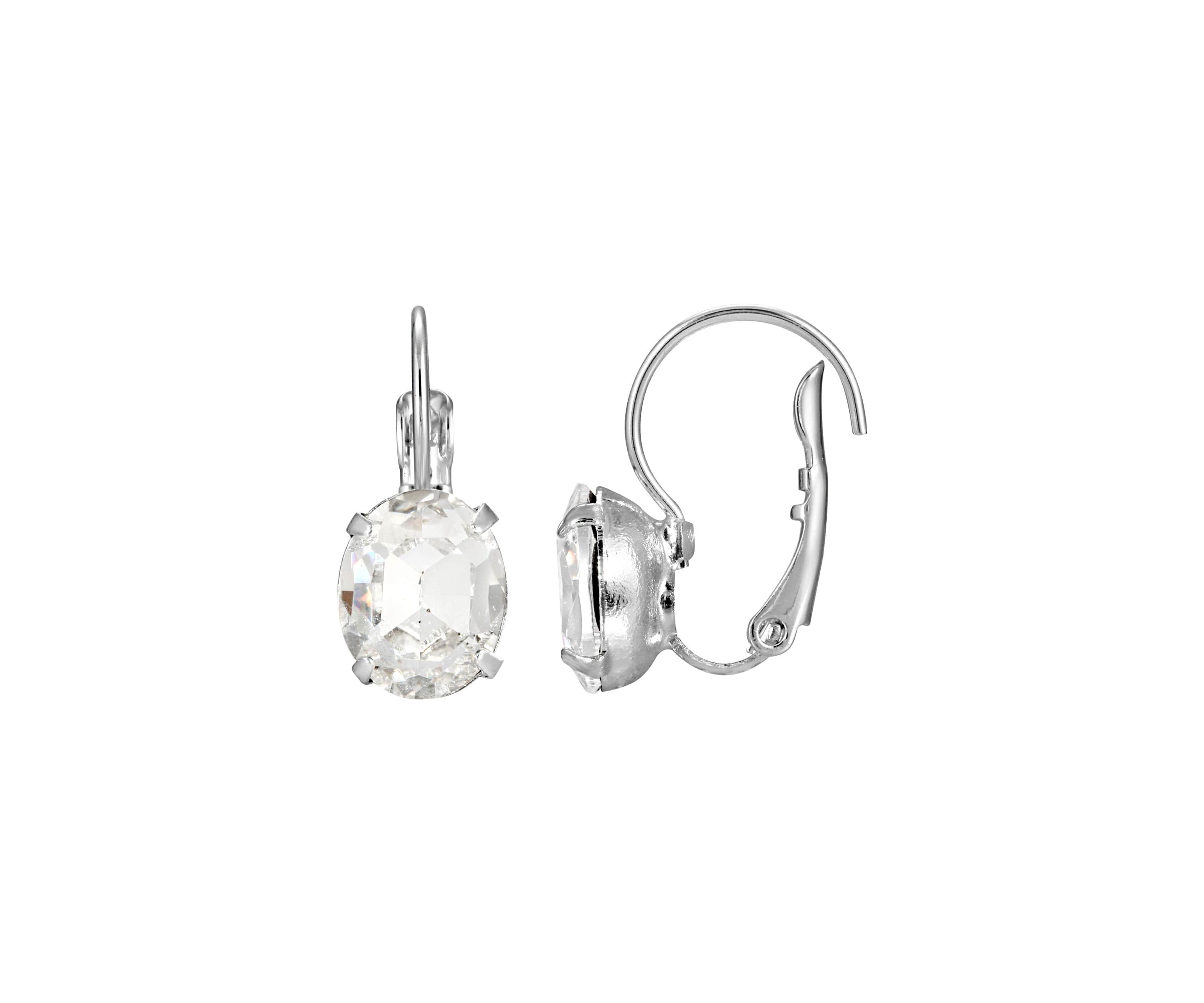 Silver-Tone Crystal Drop Earrings