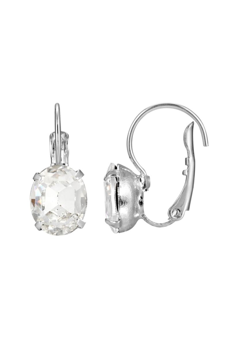 Silver-Tone Crystal Drop Earrings