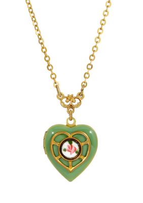 Gold Tone Heart Locket Necklace