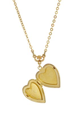 Gold Tone Heart Locket Necklace