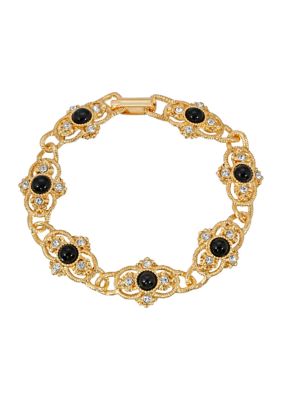 Gold Tone Black Link Bracelet