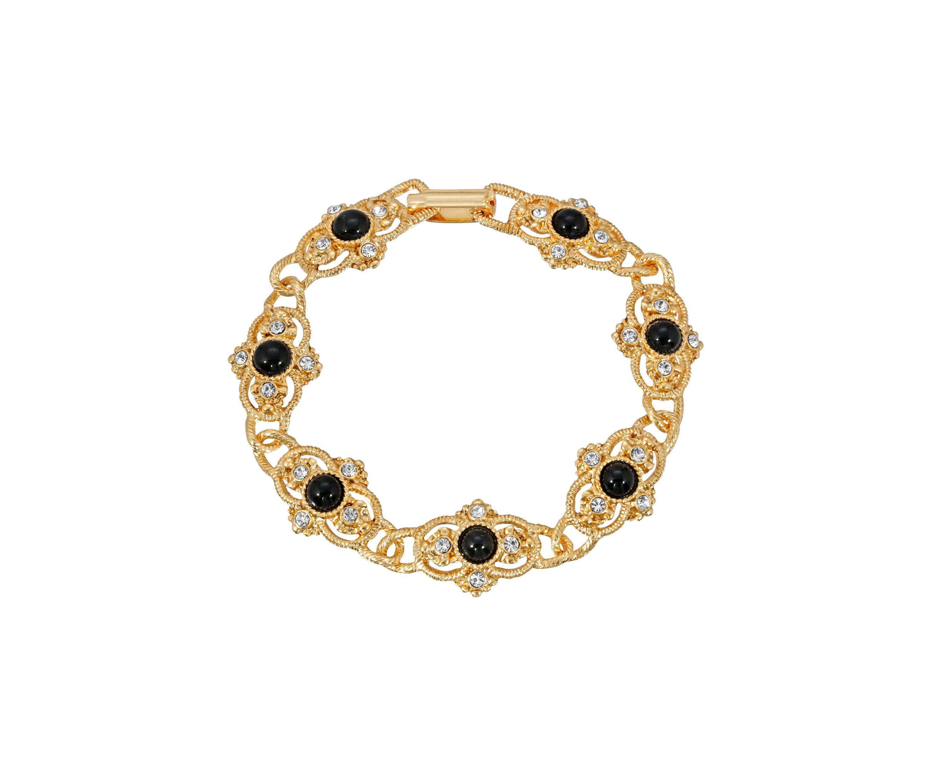 Gold Tone Black Link Bracelet