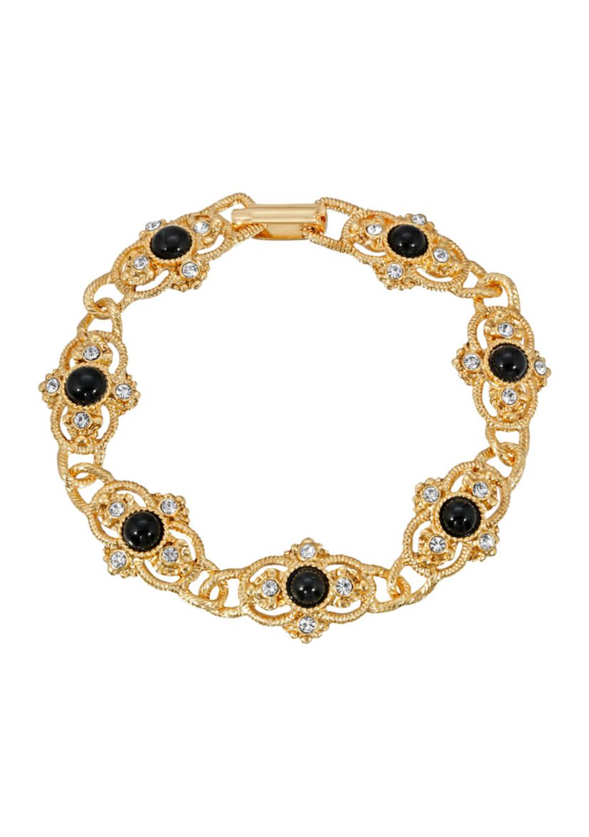 Gold Tone Black Link Bracelet