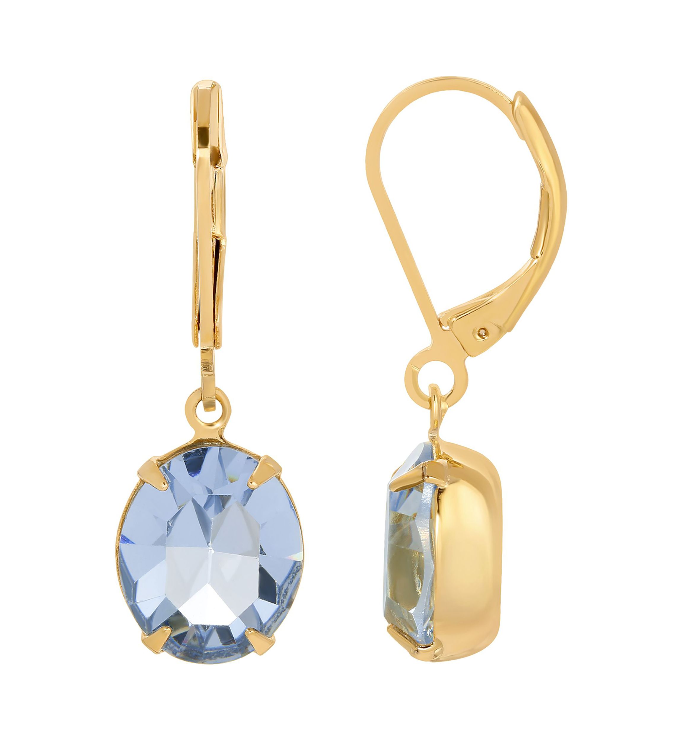 14k Gold Dipped Oval Swarovski Crystal Earrings 