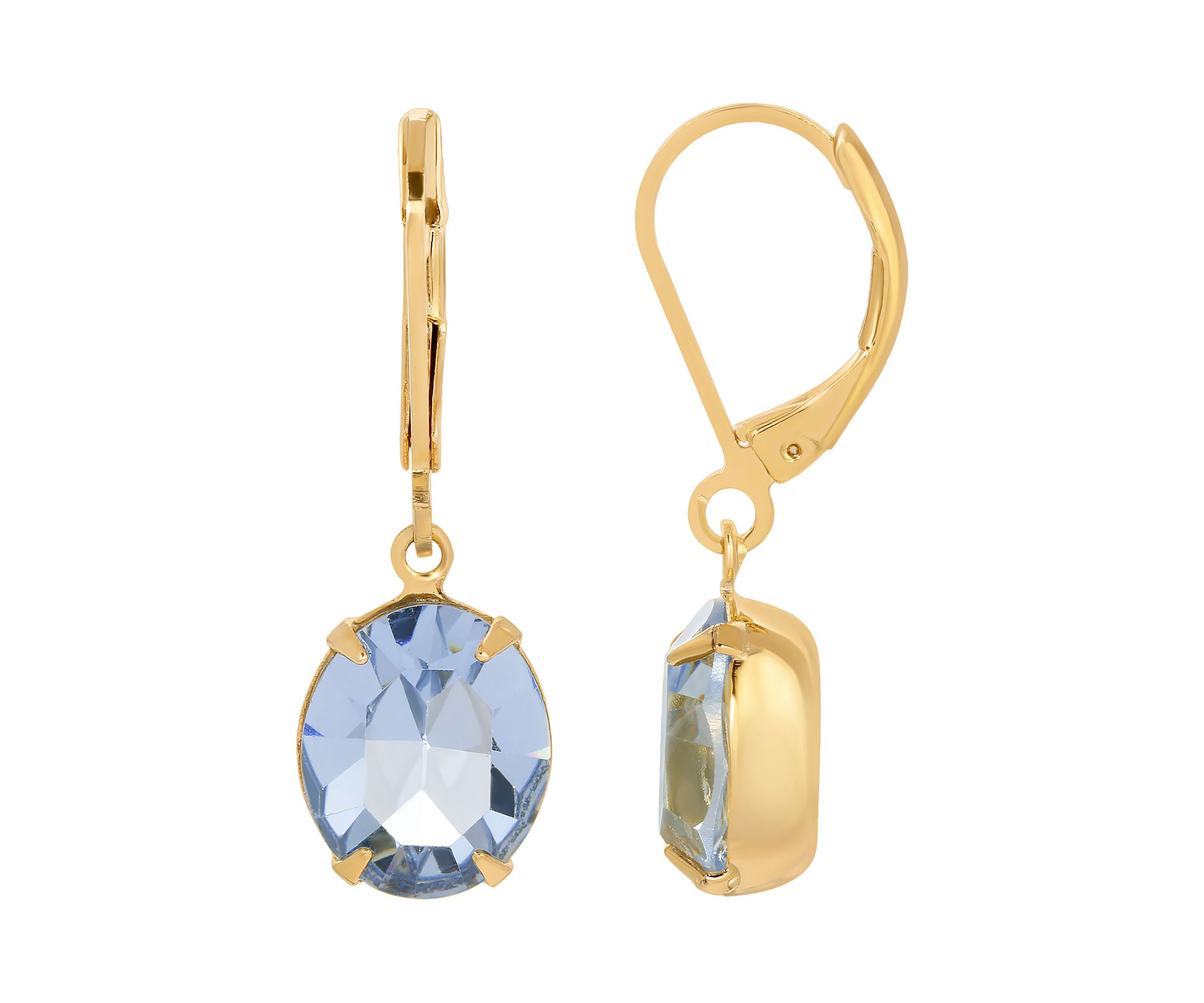 14k Gold Dipped Oval Swarovski Crystal Earrings 