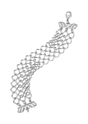 Silver Tone Wide Mesh Bracelet