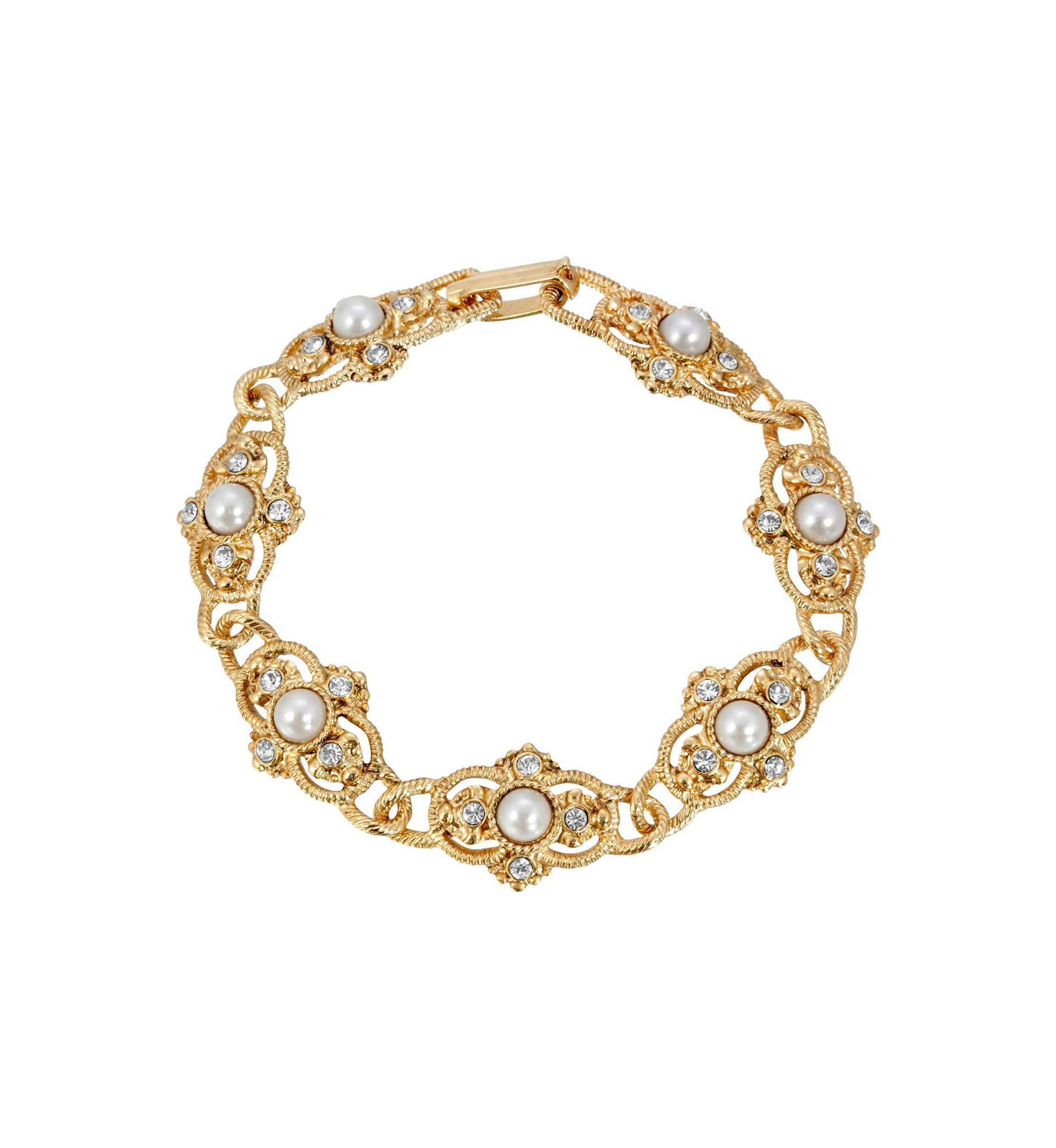 Gold Tone Linear Pearl Drop Earrings