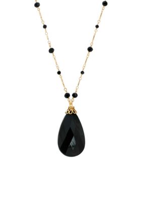 Gold-tone Black Briolette Pendant