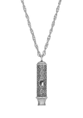 Pewter Whistle Pendant Necklace 