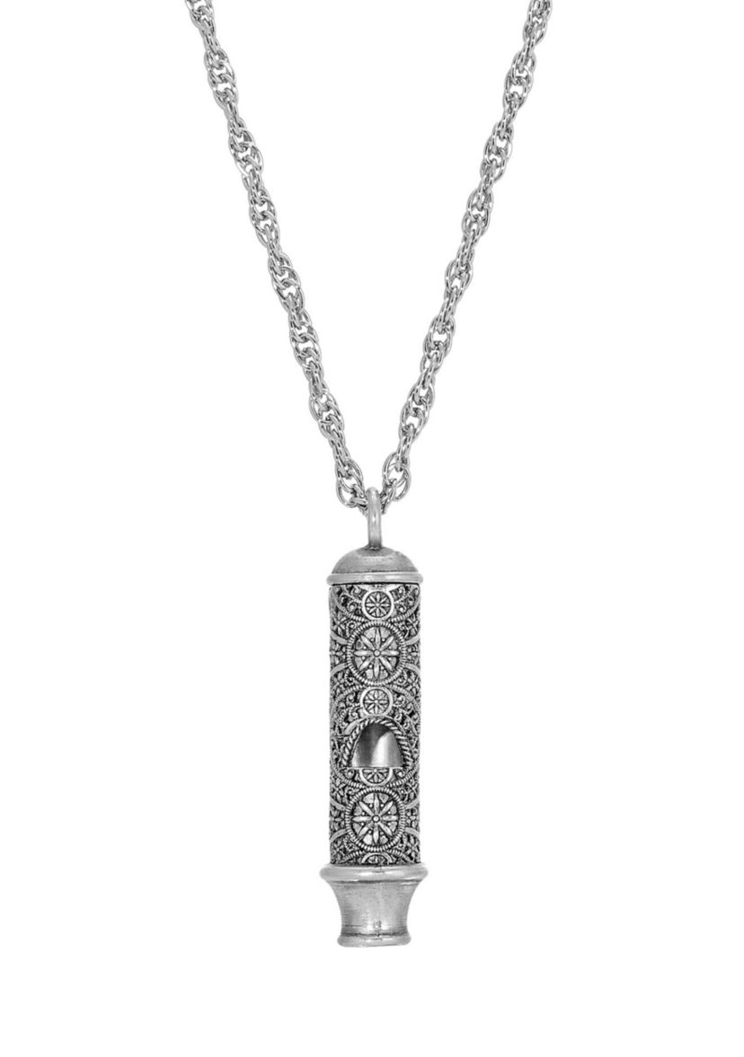 Pewter Whistle Pendant Necklace 