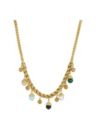 14k Gold Dipped Genuine Stone Multi Drop Necklace 18"