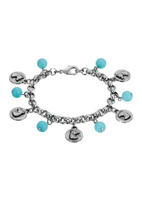 Silver Tone Turquoise Horse Charm Bracelet