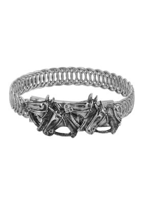 Pewter Horse Heads Coil Bracelet