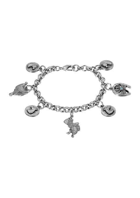 1928 Jewelry Peweter Charm Horse Bracelet