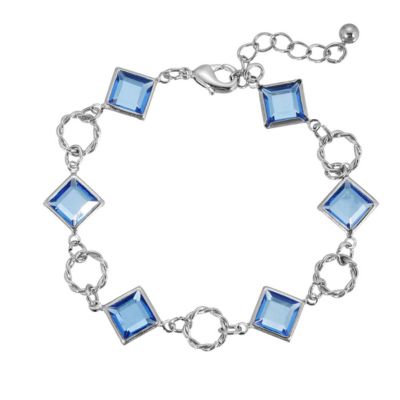 Silver Tone Light Blue Crystal Bracelet