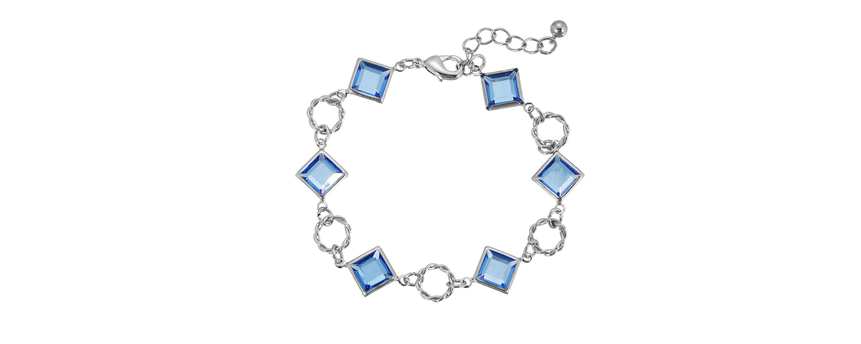 Silver Tone Light Blue Crystal Bracelet