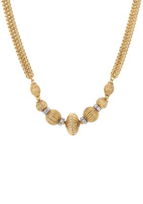 Gold-tone Crystal Fluted Bead Collar Necklace