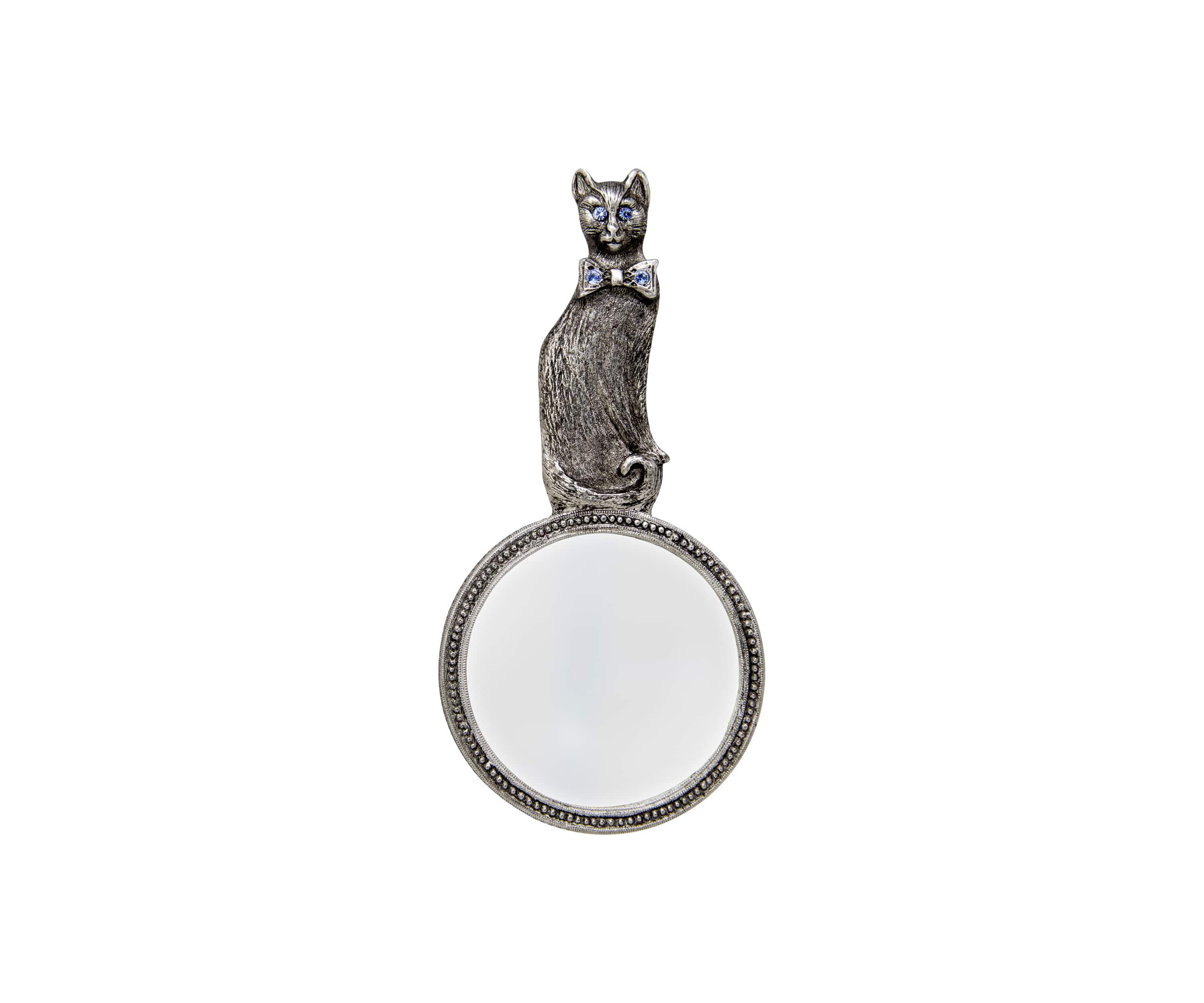 Pewter Cat Blue Stone Magnifying Glass