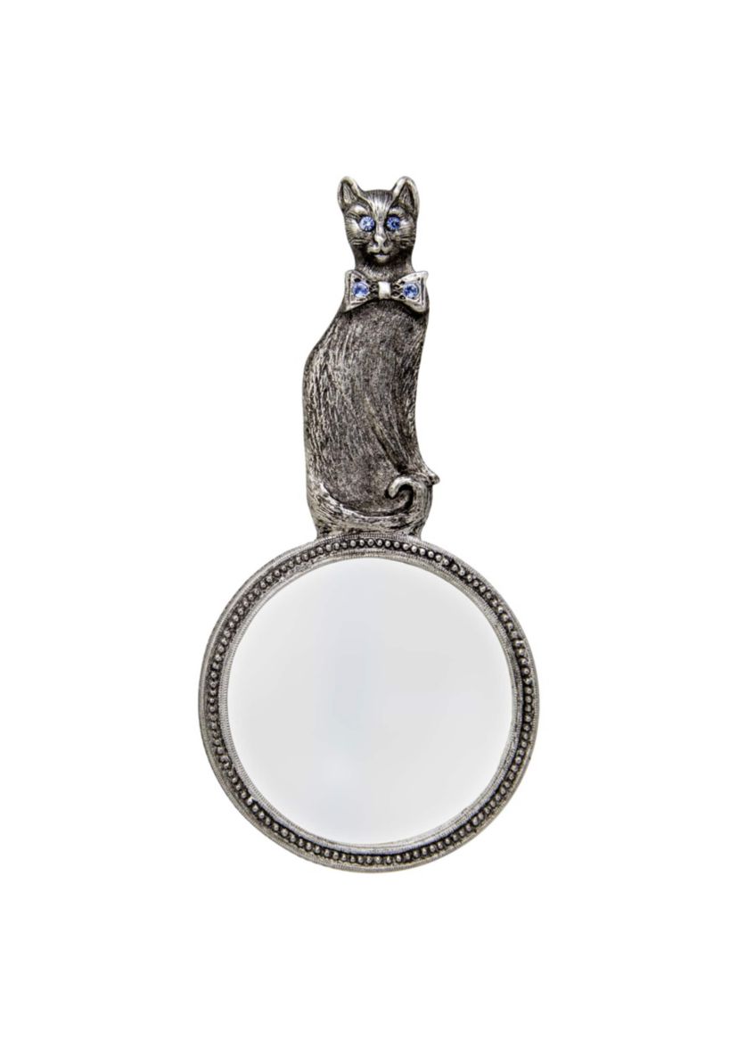 Pewter Cat Blue Stone Magnifying Glass