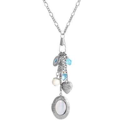 Silver Tone Mother of Pearl Charm 30" Necklace