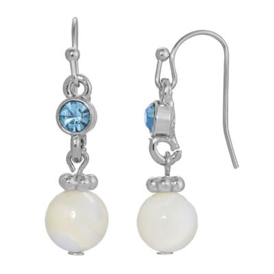 Silver Tone Mother Of Pearl Drop Earrings