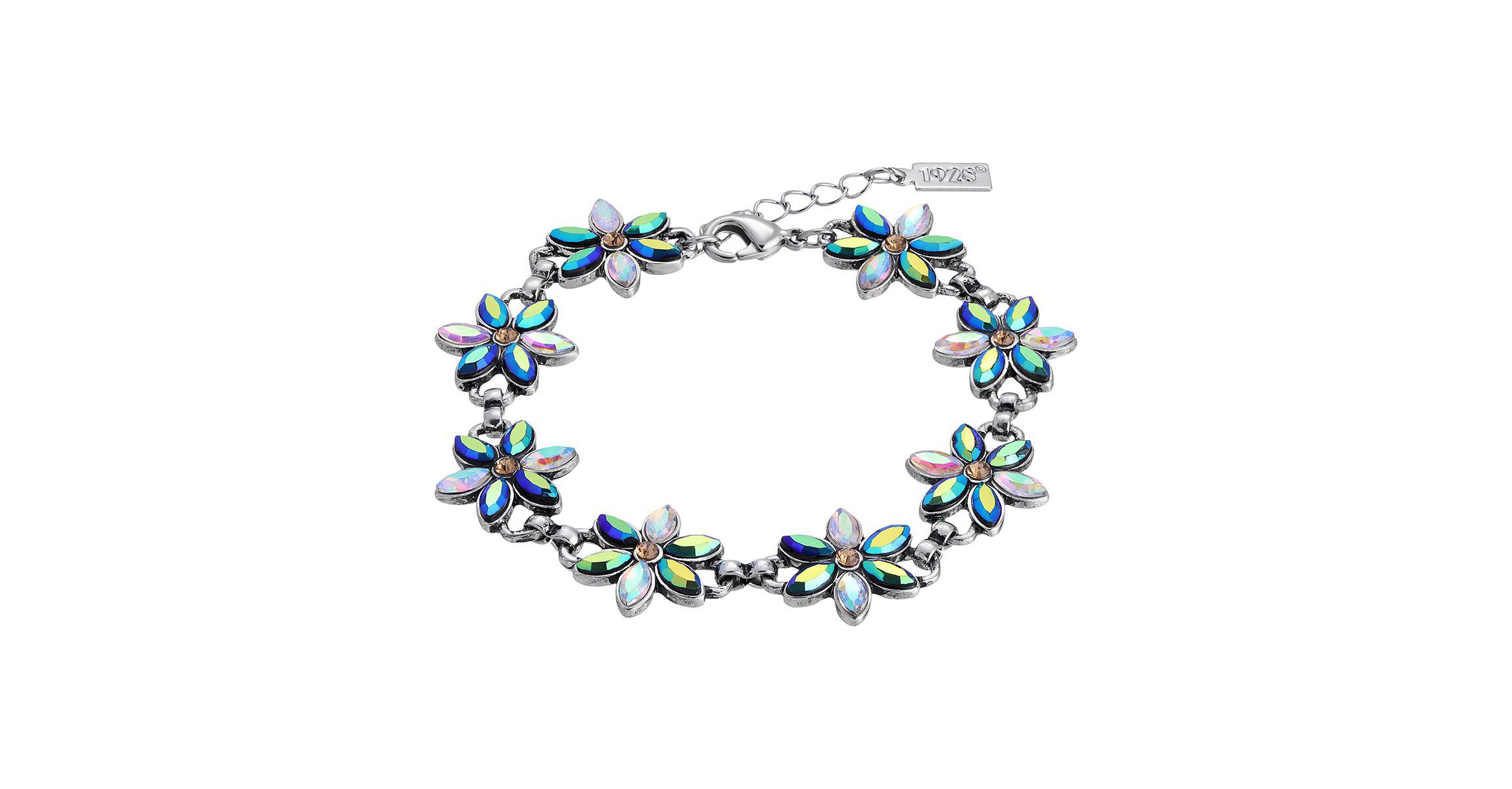 Silver Tone Flower Crystal AB Bracelet
