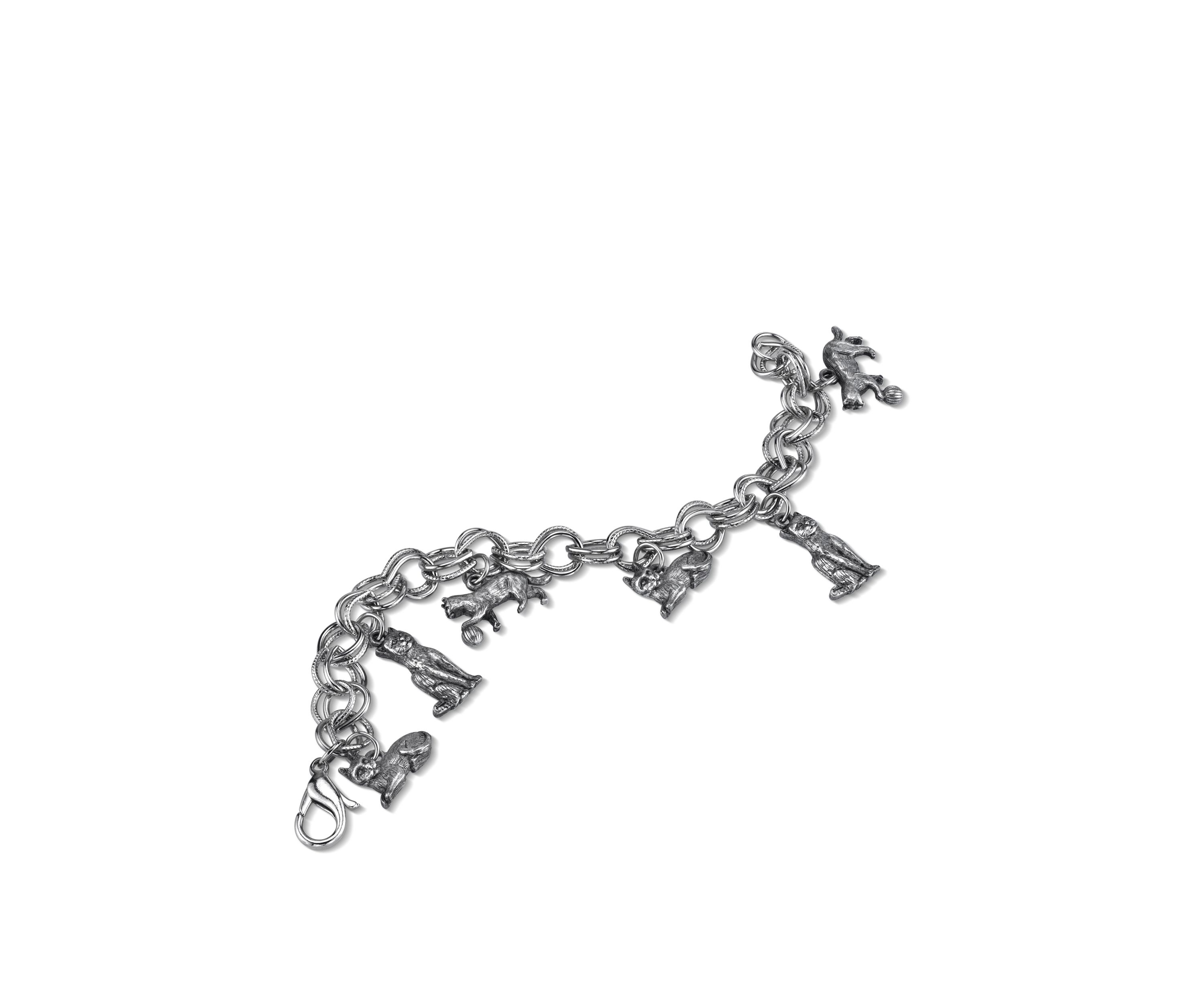 Pewter 6 Cat Charm Bracelet