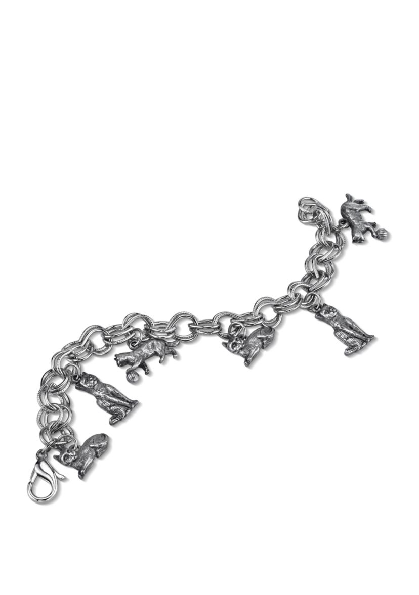 Pewter 6 Cat Charm Bracelet