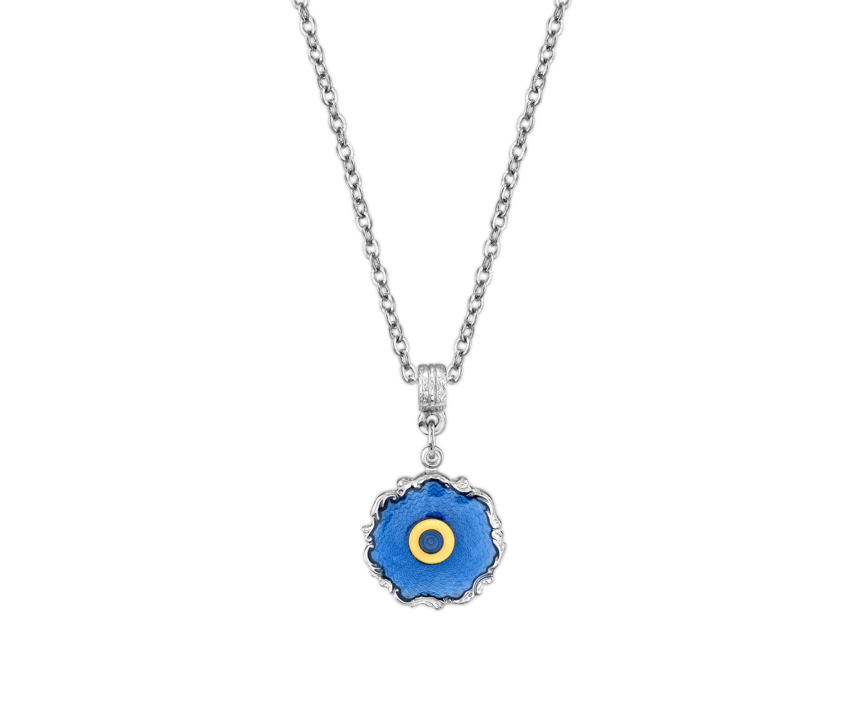16 Inch Adjustable Silver Tone Blue Enamel Gold Tone Initial "O" Necklace