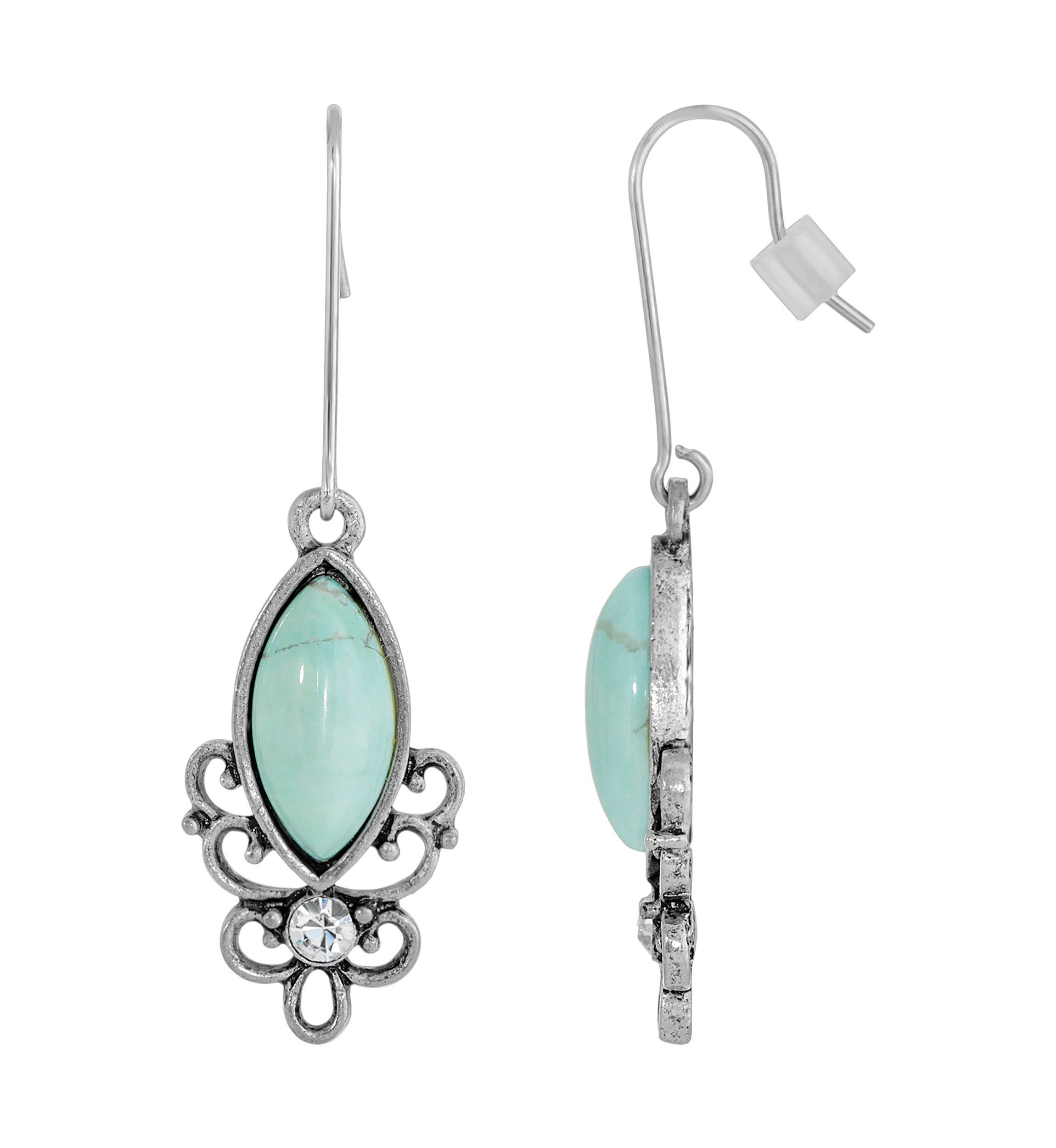Sterling Silver Wire Genuine Stone Turquoise Dyed Howlite Earrings
