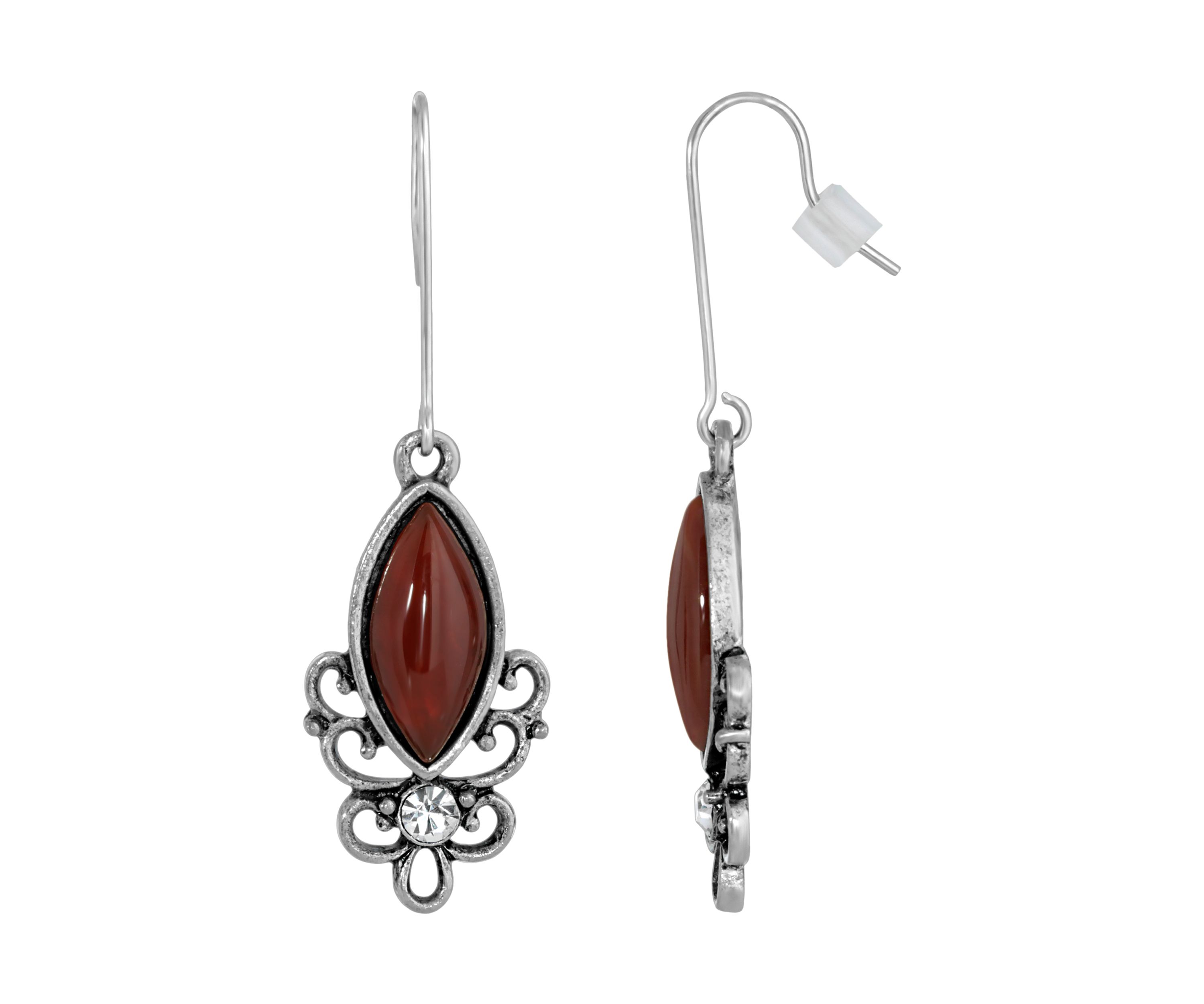 Sterling Silver Wire Genuine Stone Red Carnelian Earrings
