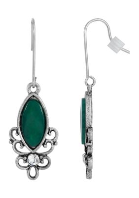 Sterling Silver Wire Genuine Stone Green Chrysophase Earrings