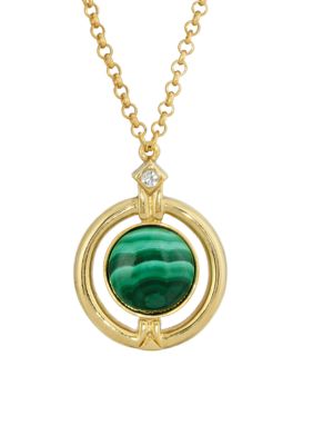 20 Inch Adjustable Gold Tone Round Aventurine Necklace 