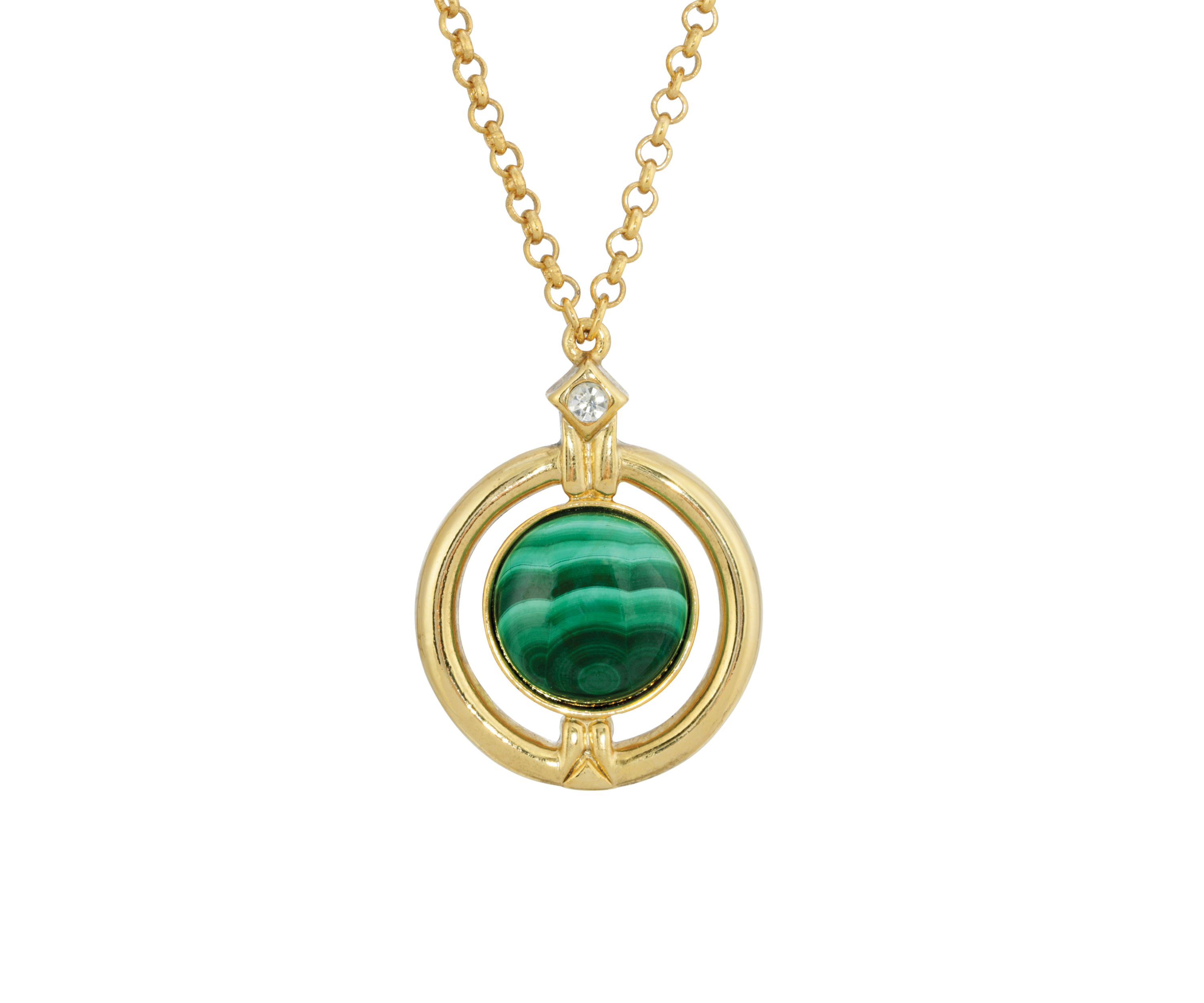 20 Inch Adjustable Gold Tone Round Aventurine Necklace 
