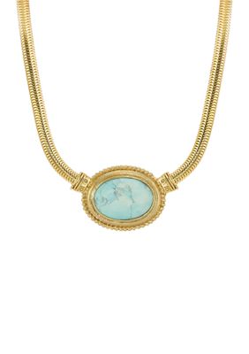 Gold Turquoise Oval Stone Necklace