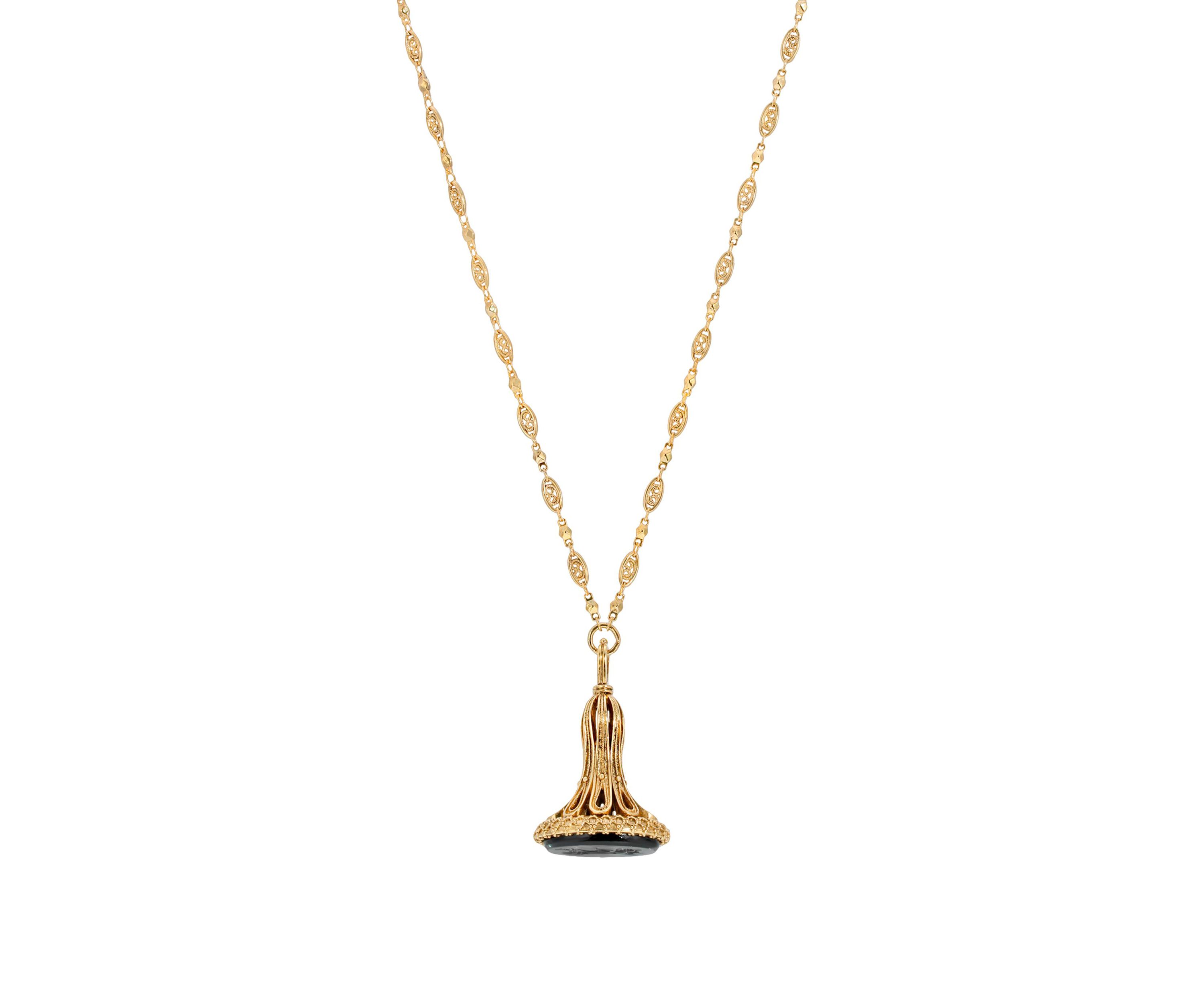 14k Gold Dipped Black Pendant Necklace 