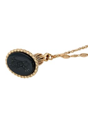 14k Gold Dipped Black Pendant Necklace 