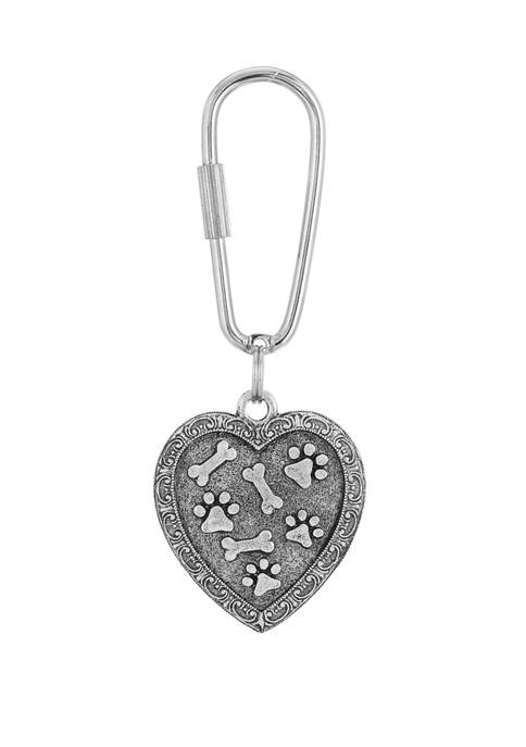 1928 Jewelry Pewter Bone and Paw Heart Key