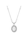 Silver Tone Oval Crystal Intaglio Pearl Necklace 16 In. Adj.