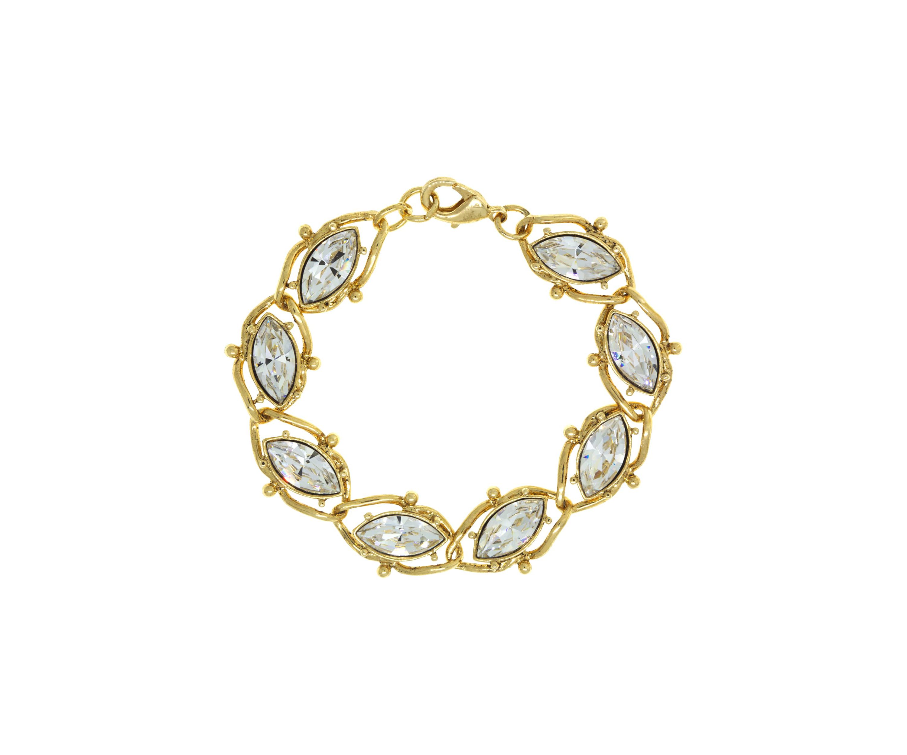 14K Gold Dipped Crystal Link Bracelet