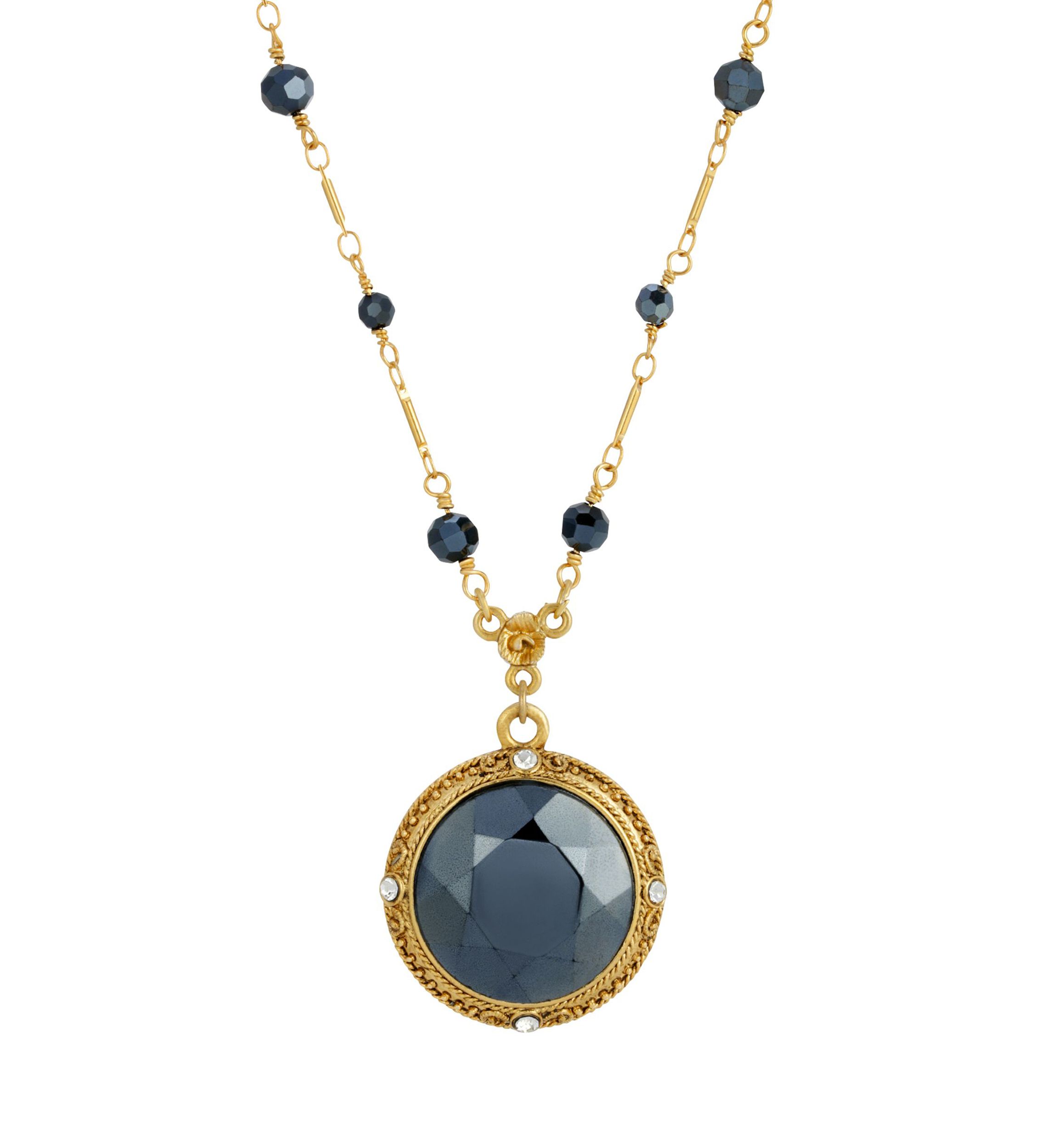 14k Gold Dipped Round Pendant Drop Necklace