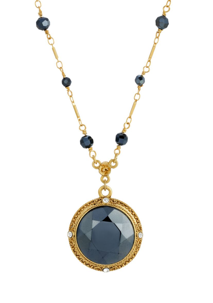 14k Gold Dipped Round Pendant Drop Necklace